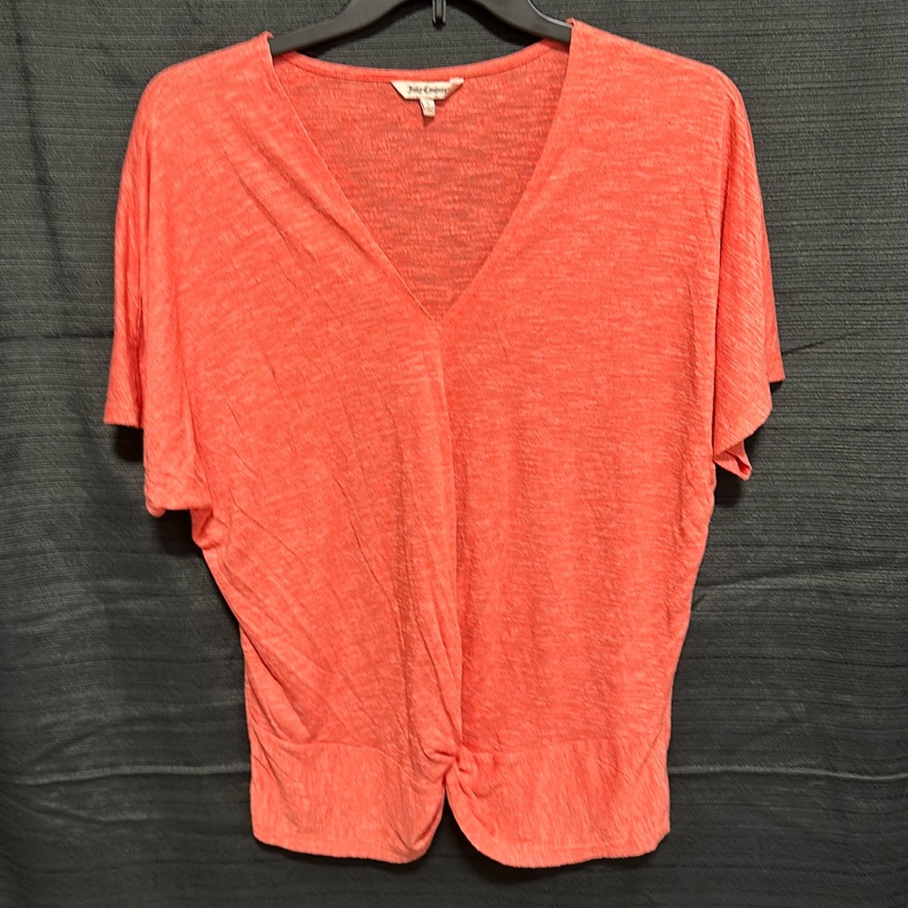Juicy Couture Viscose Blend V-Neck Short Sleeve Blouse Women's Size L / Box 14-5